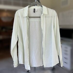 green and white striped button down shirt